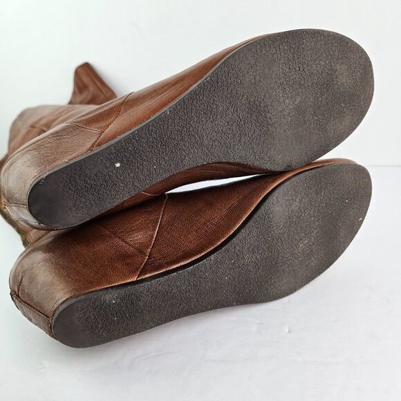 Nordstrom BP Runway Cognac (Brown) Leather Hidden Wedge Knee High Boot 9.5 - Picture 9 of 13